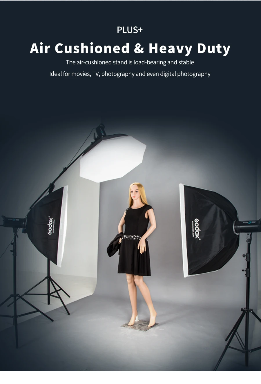 AMBITFUL 280cm 2.8M Air Cushioned Light Stand 1/4