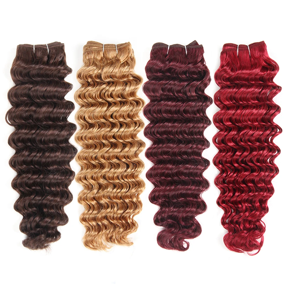 Joedir Pre-Colored Brazilian Deep Wave Hair 100% Human Hair Bundles Remy Hair Weave Blonde Color 27 P4/27 Free Shipping