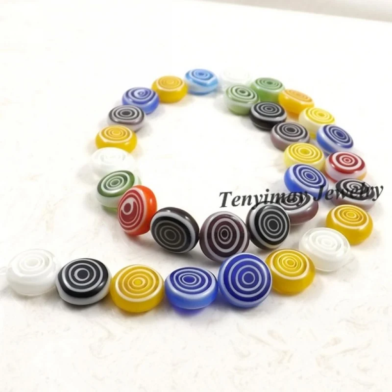 

12mm Oblate Round Glass Beads Mixed Color Whirlpool Design Lampwork Glass Beads For DIY 250pcs/lot Free Shipping