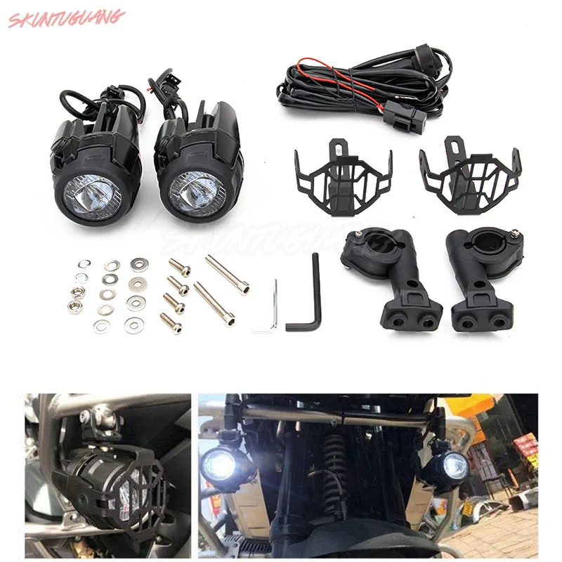 

2PCS/Lot Universal Motorcycle LED Auxiliary Fog Passing Light 40W Protector Cover Driving Lamp For BMW R1200GS ADV