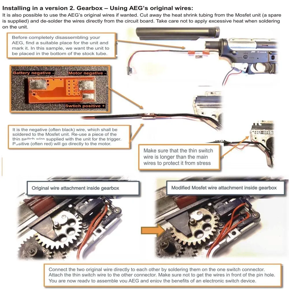 Mosfet – pistolet électrique Airsoft AEG, adapté à tout Type de boîte de vitesses AEG, batterie Lipo 11.1v