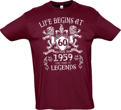 Crest Coat of Arms T-Shirt 60 Birthday 59 1959 60 Years Fifty Birthday 2019 New Short Sleeve Men Cotton Custom Tee Shirts