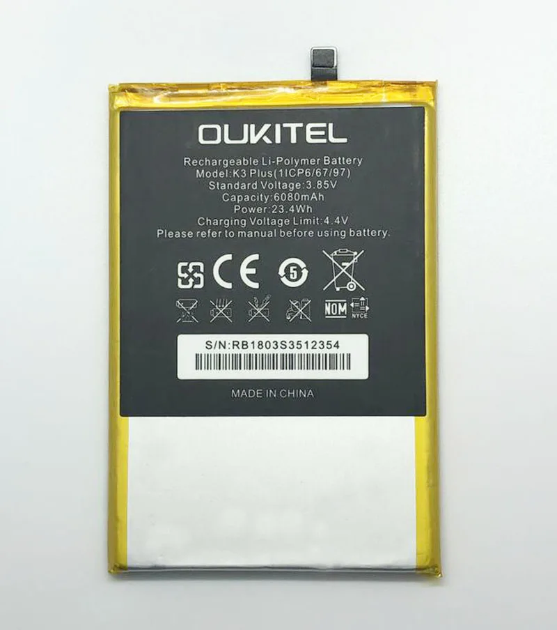 GeLar 3.85V 6080mAh battery for OUKITEL K3 Plus battery OUKITEL Mobile phone Accessories