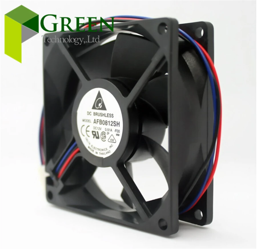 Original Delta AFB0812SH DC12V 0.51A  8025 80x80x25MM Comptuter CPU Cooling Fan 3pin FG