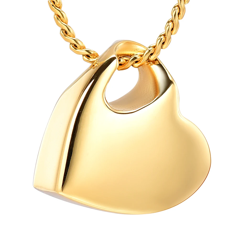 K9960 High Polished Heart Cremation Jewelry for Ashes Pendant Stainless Steel Urn Memorial Necklace for Men Women-Custom Engrave