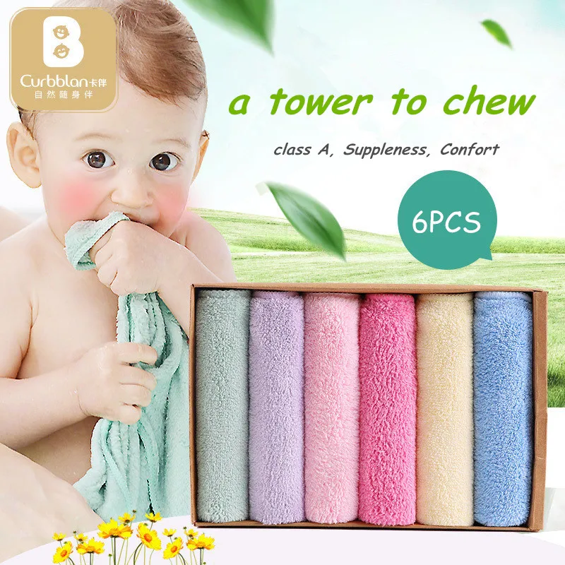 6pcs*30*30cm Curbblan Baby Bath Towel For Kids Baby Handdoek Gift Small Face Towels Set Hooded Baby Microfiber Muslin Towel