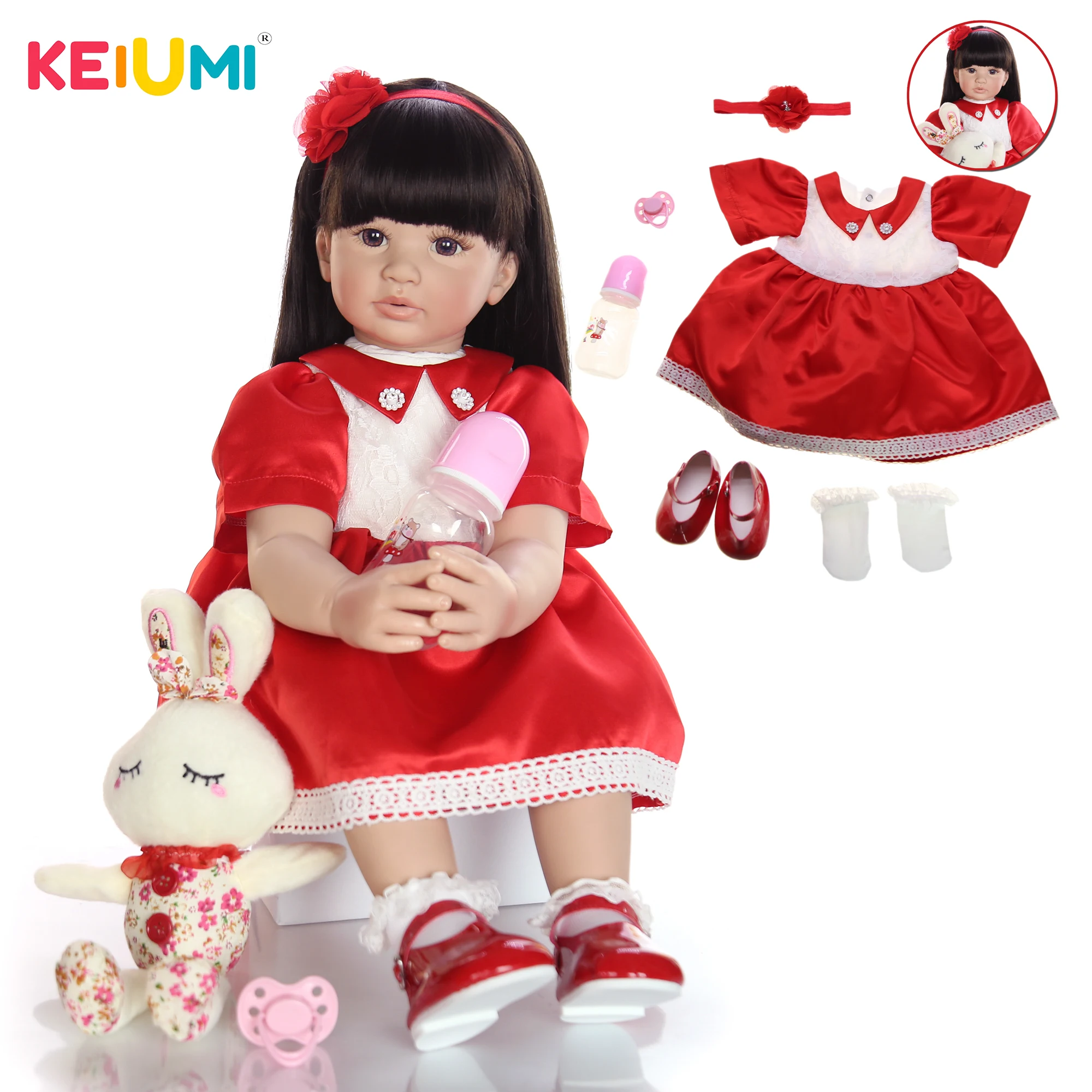 

KEIUMI 24 Inch Reborn Baby Doll Toys 60 cm Vinyl Princess Toddler Babies Dolls Girls Birthday Gift Present Child Play House Toy