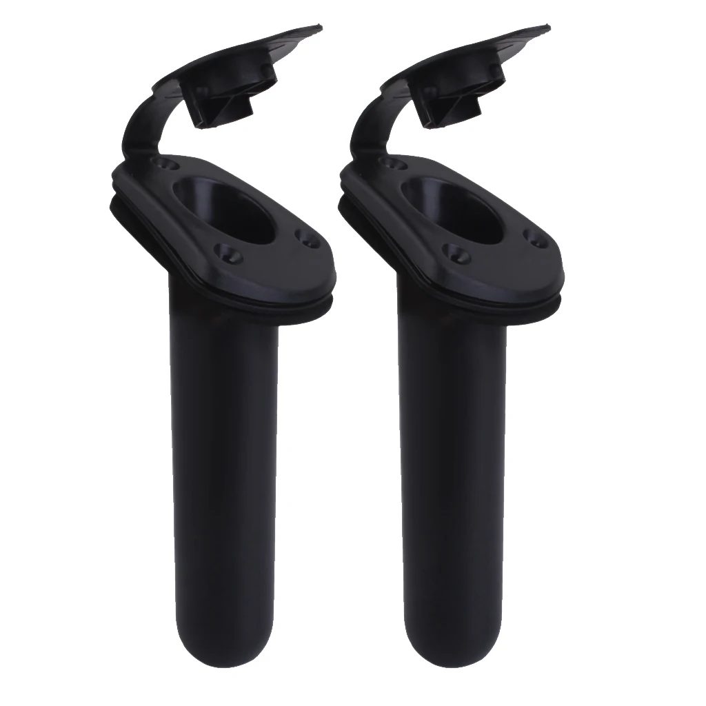 Set of 2 Flush Mount Fishing Boat Rod Holder Bracket With Cap Cover Kayak Accessory Fishing Rod Holder