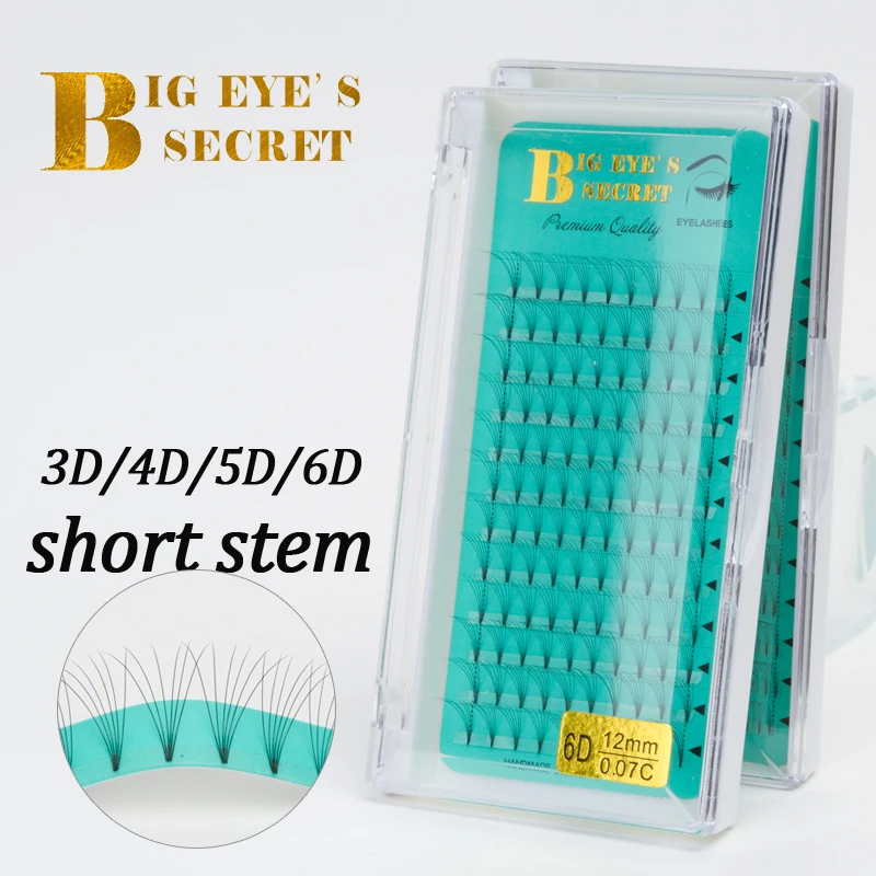 Big eye's secret Short stem Pre Made Volume fans Faux Mink Premade Russian Volume Eyelash Extension