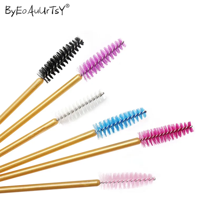 100pcs/Set Women\'s Fashion Disposable Eyelash Extension Supply Mascara Brush Wand Eyebrow Comb Brushes Spoolers Makeup Tool