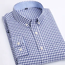 MACROSEA Men's Dress Oxford Shirts Spring&Autumn Plaid\Striped Smart Casual Shirts Male Fashion Button-Down Collar Shirt