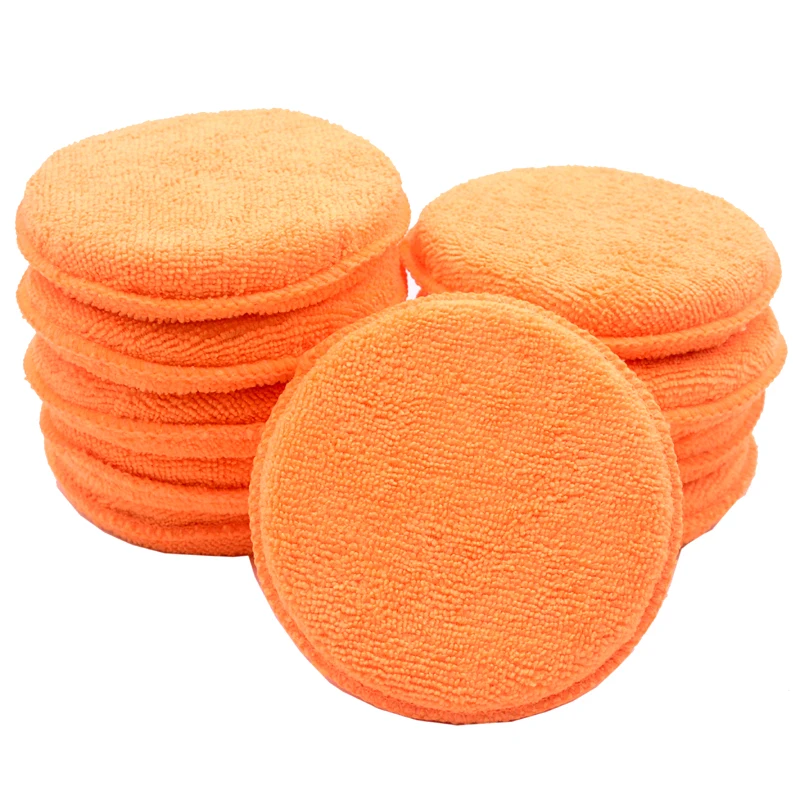 10PCS Soft Microfiber Car Wax Applicator Pads Polishing Sponge Remove Wax Detailing Wash Clean Paint Care Orange Color