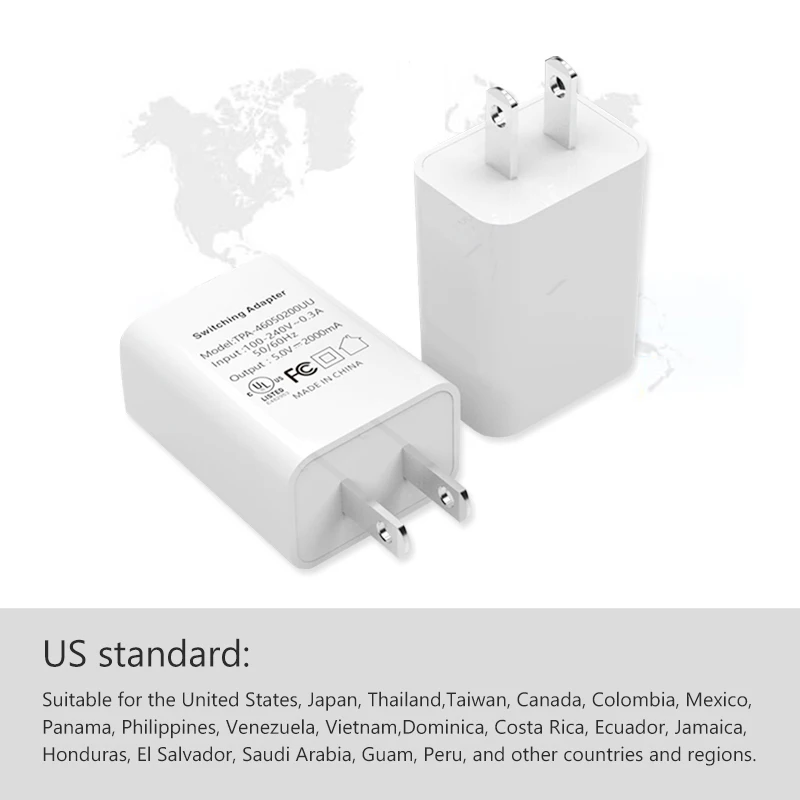 US Charger 5V2A Fast Charging Conversion plug One USB Wall Charger travel in USA Japan Thailand  Taiwan Canada Colombia Mexico