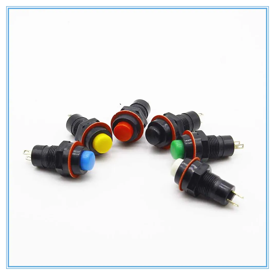 10mm Selbst-Lock /Momentary Taster Schalter Runde Kappe AC 250V/1A Push Button Schalter