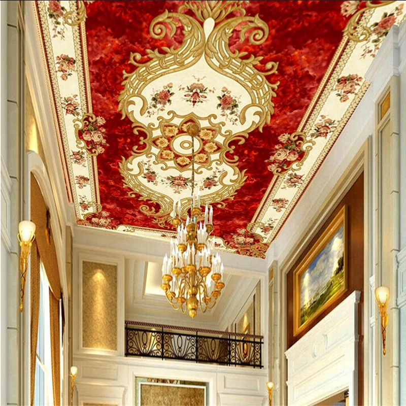 beibehang Custom photo large mural wallpaper ultra - high - definition brown red stone European - style ceiling floor painting