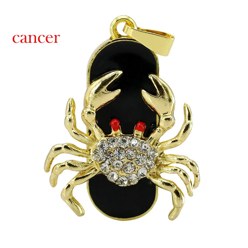 Pen drive usb 16gb 32gb, piscinas usb, gemini de cristal de metal, adorável sinal usb 2.0 u drive de doze constelações colar usb flash drive