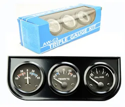 52mm Triple kit Ammeter Water Temp Gauge Oil Pressure Gauge Sensor 3in1 Car Meter Auto Gauge