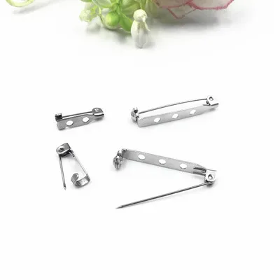 10Pcs/lot Stainless Steel Brooch Pins Findings with Safety Clasps Brooch Base Back Bar Pins For Craft Jewelry Making Accessories