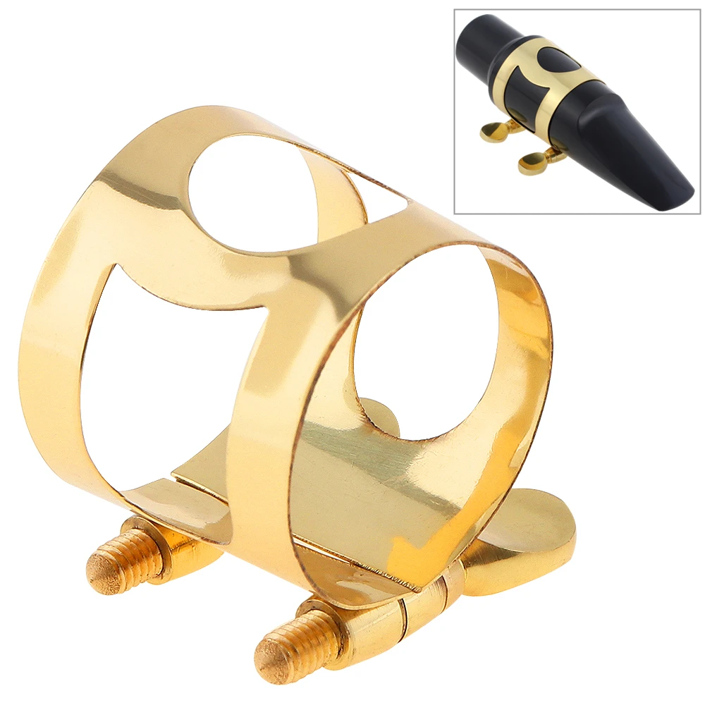 High Quality Professional Alto Saxophone Mouthpiece Ligature Gold-plated Brass Ligature Fastener for Rubber Alto Saxophone