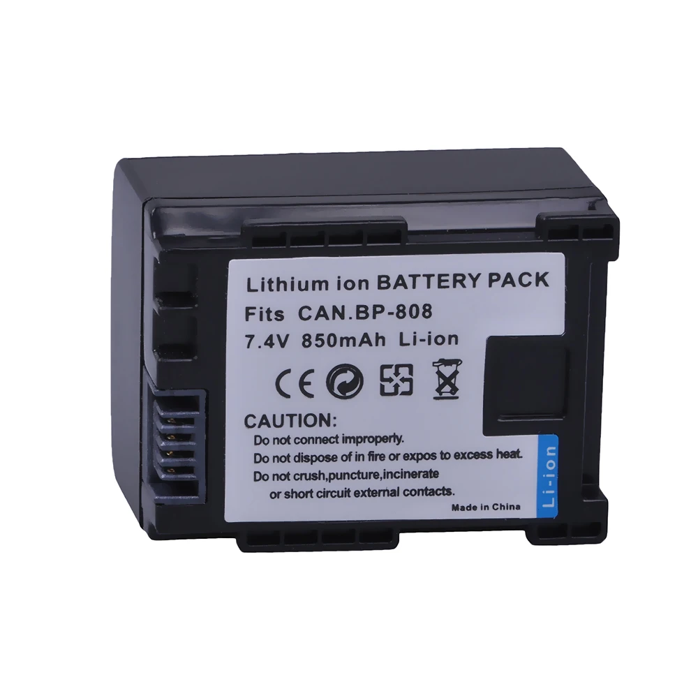 

1Pc 8.4V 850mAh BP-808 BP808 Camera Battery for Canon HF200 HF20 HG21 HG20 FS200 FS21 FS22 HFS30 HFM41 HFM400 FS300 FS100