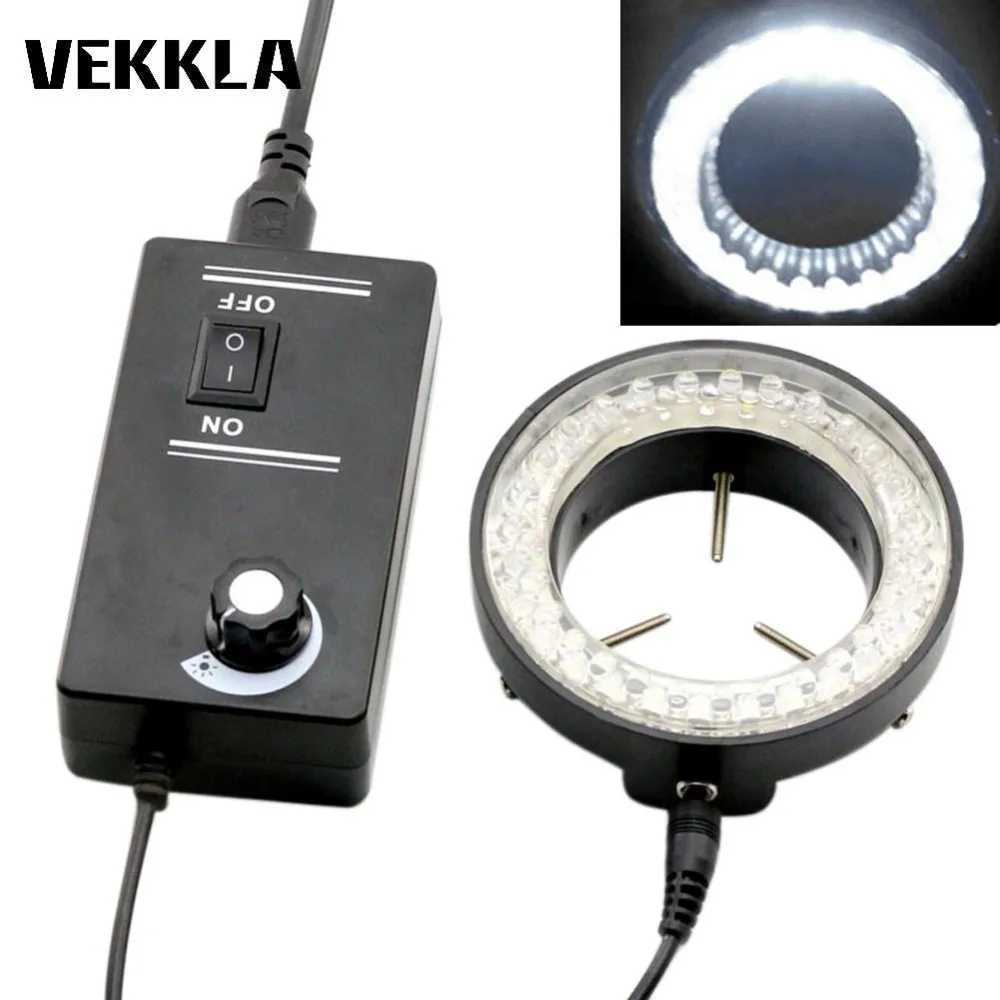 High Quality Adjustable 6500LM 60 LED Ring Light Illuminator Lamp For Industry Stereo ZOOM Microscope Magnifier EU/US/UK/AU Plug