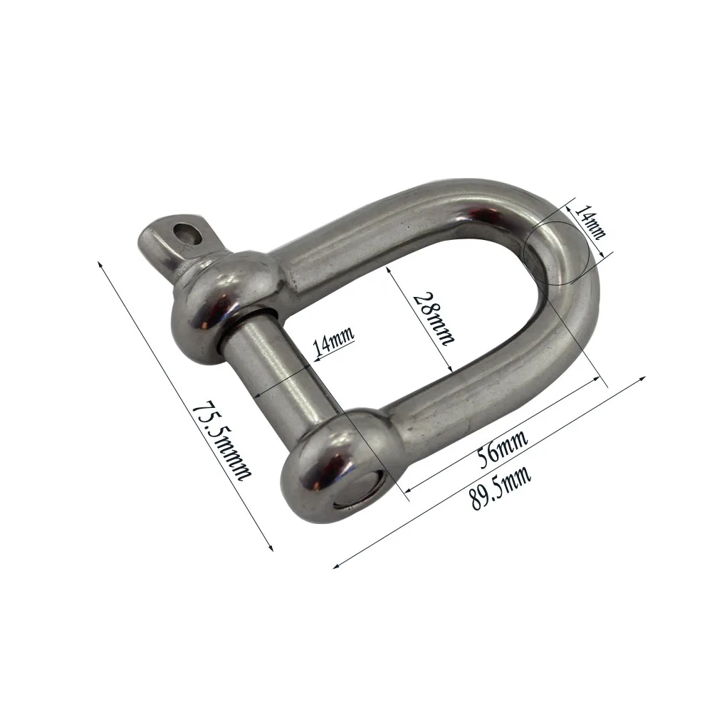 

Heavy Duty Stainless Screw Pin D shackle for Wire Rope Chain Marine Grade European Type D Shackle 5pcs 14mm