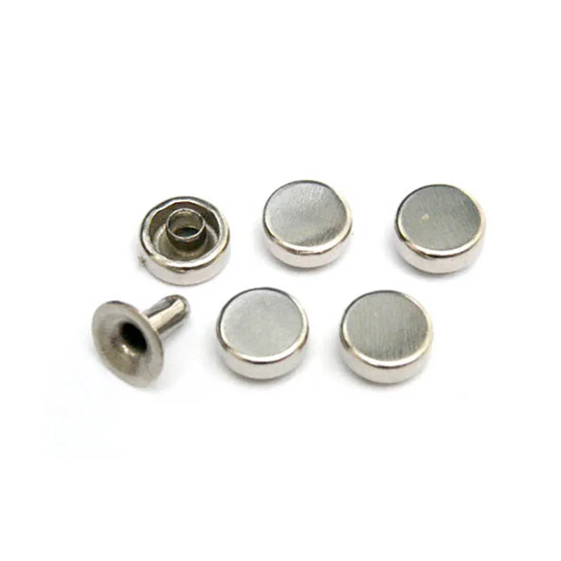 2000 sets 6 mm nickel / silver flat round DIY  Rivet Stud