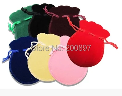 7x9cm color round Velvet jewelry bag 7 color choices Christmas/Wedding Gift Bag 50pcs lot