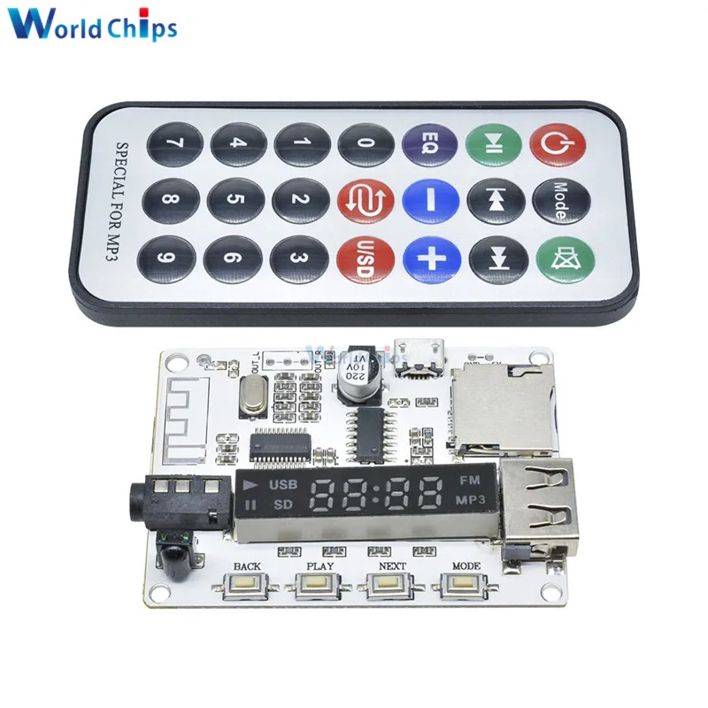 Digital LED Display Wireless Bluetooth FM MP3 Decoding Board TF Card Audio Sound Module with Infrared Remote Controller