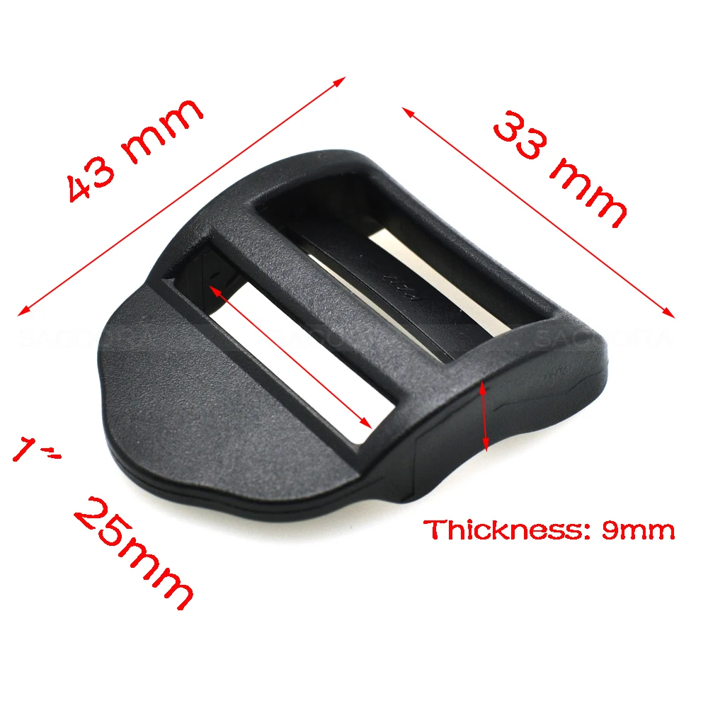 10pcs Plastic Ladder Lock Tri-Glides Slider Adjustable Buckle Belt Buckle Backpack Accessory Black