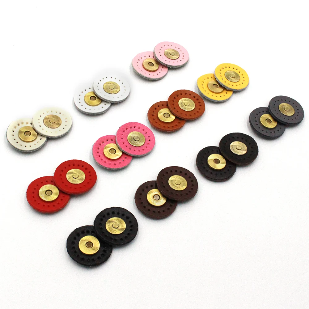 5pcs/set Round Genuine Leather Magnetic Snap Buckle Bag Fastener Bag Replacement Sewing Accessories DIY Leather Snap Buttons