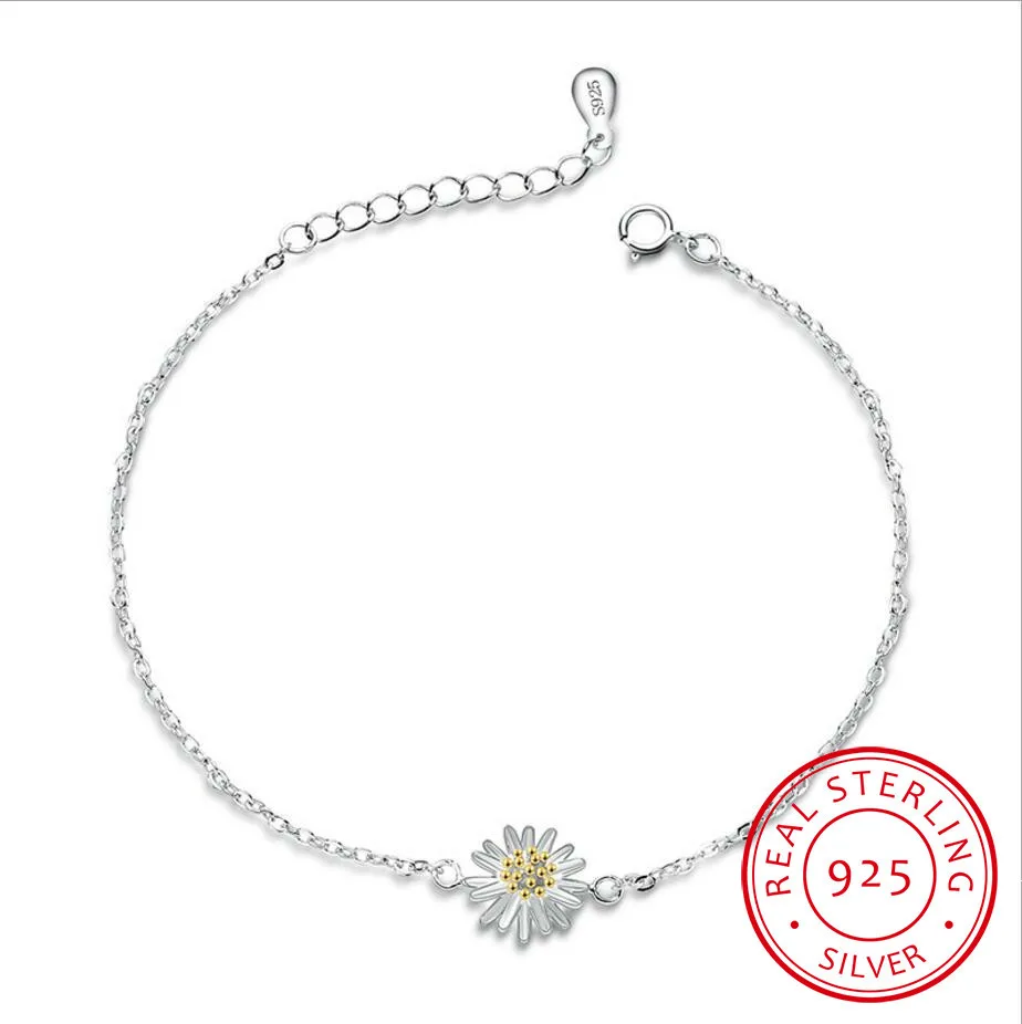 

New Handmade Chrysanthemum Flower Shape 100% 925-sterling-silver Bracelet S925 Fine Jewelry For Women Lmhy004