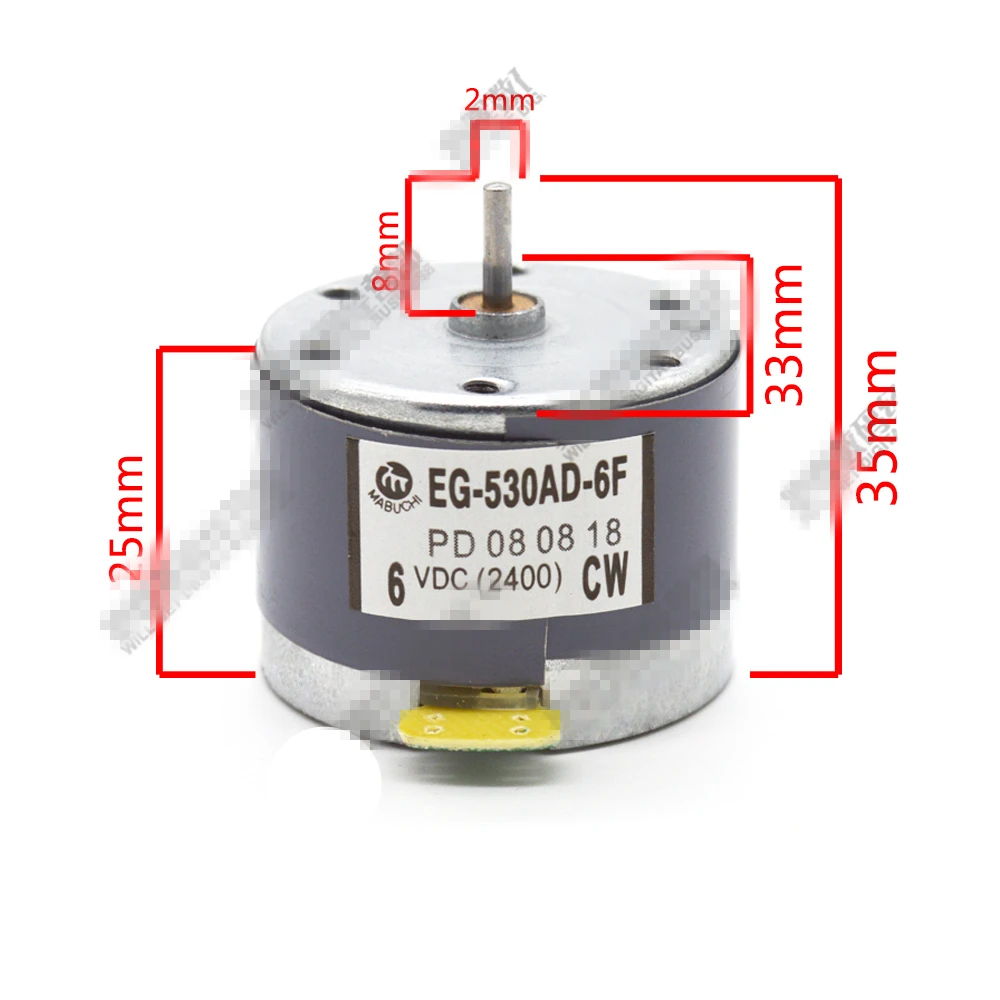 EG-530AD-2F/2B/6B/6F/9B/9F CCW CW 2400RPM 6V 9V 12V Recorder motor High Torque Cylinder Shaped Electric Mini DC Motor