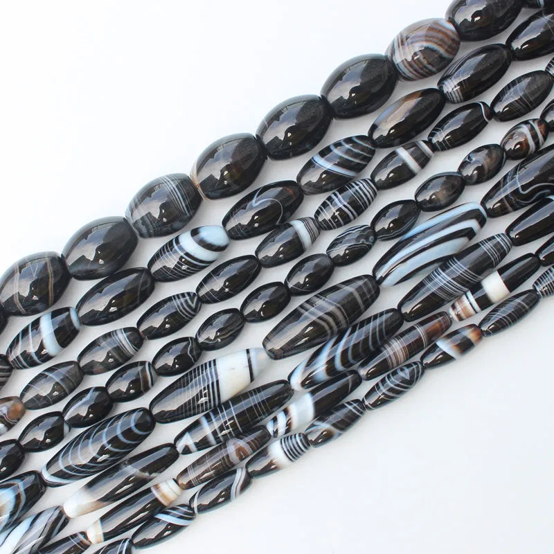 Black stripe ag 6-30mm Oval beads 15inch per strand ,  For DIY Jewelry Making, pendant,necklace