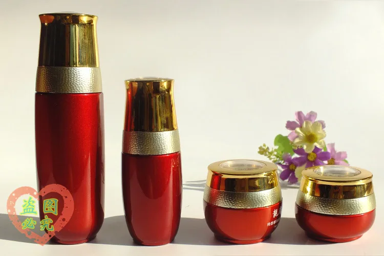 100pcs wholesale red color 40ml glass empty bottles  with gold cap ,40 ml glass Cosmetics packaging materials suit upscale