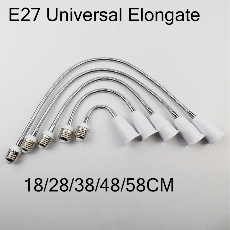 Flexible E27 to E27 E14 to E27 Lamp Base 18CM 28CM 38CM 48CM 58CM Extension Light Holder Converters 1 to 3/4/5  E27 Lamp Base