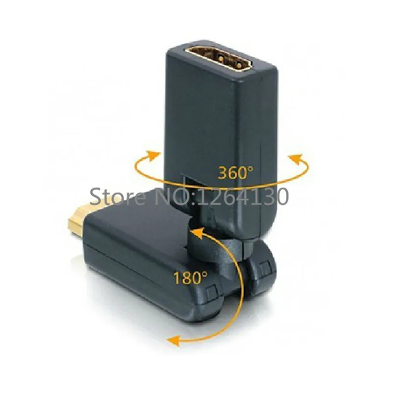 ตัวแปลงอะแดปเตอร์ปรับได้ของผู้หญิงตัวผู้เป็น HD สามารถหมุนได้360องศา