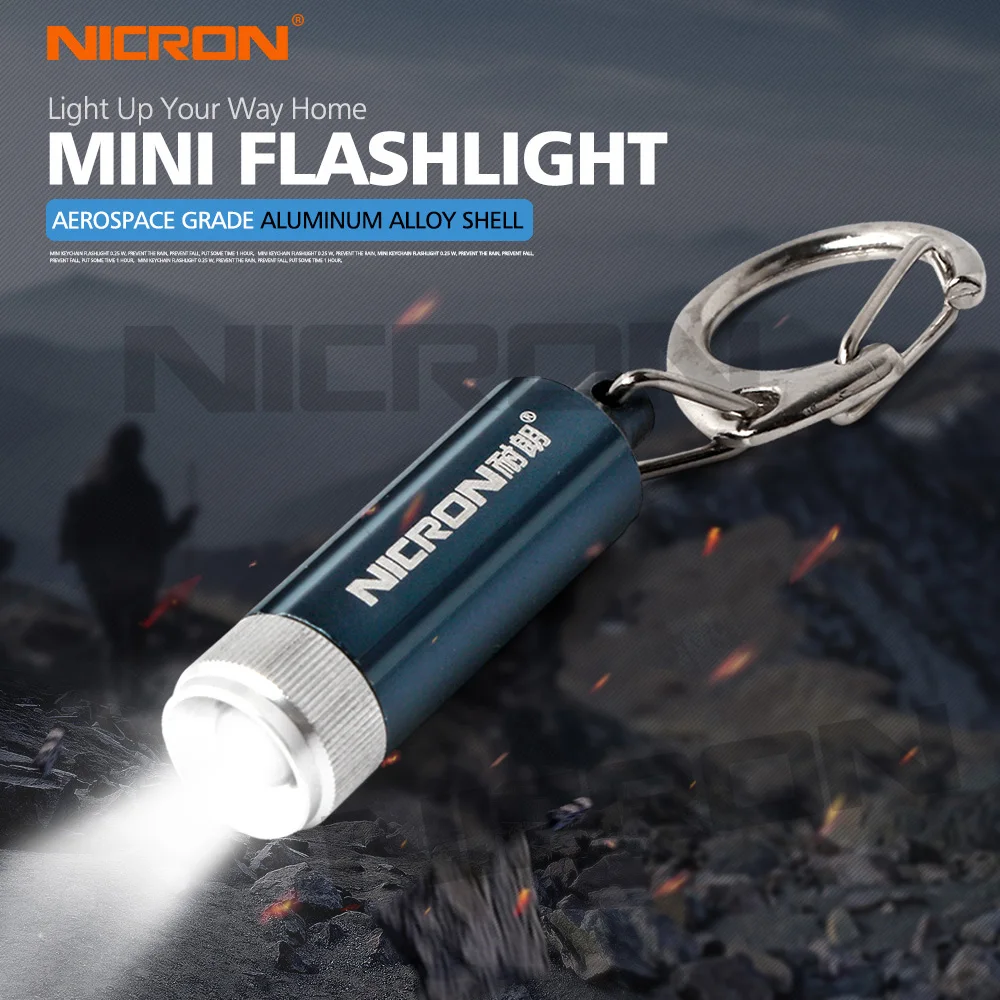 NICRON 0.25W Hot Sale Supoer Mini Flashlight Convex Mirror LED Micro Keychain Flashlight Lamp Light Torch Carabiner G10A