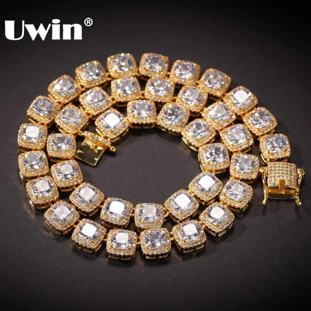 UWIN Square Cubic Zirconia Tennis Chains Top Quality Hiphop Necklace Luxury Full Iced Out CZ Jewelry For Men Women Drop Shipping