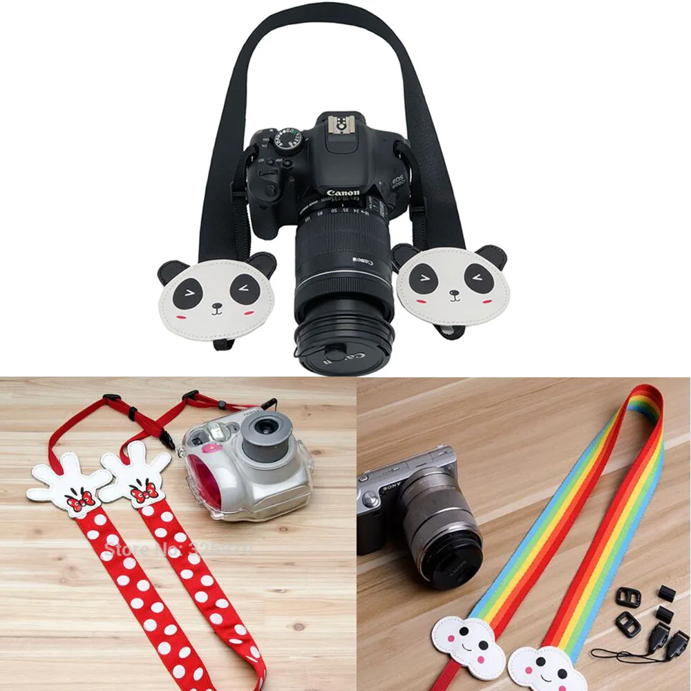 Lovely Panda Rainbow MikeyCamera Neck Strap Camera Belt Protective Strap For Canon Nikon Sony Pentax 550d 70d 60d 60d d7000 10pc