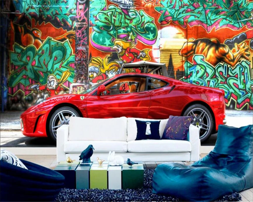 

beibehang Custom Wallpaper Hotel Catering Industry Graffiti Car Bar Ktv Backdrop Home Furnishings Background mural 3d wallpaper