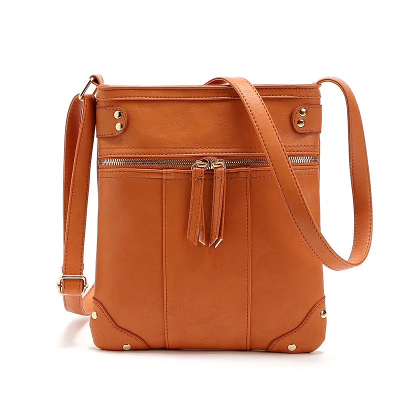 REPRCLA European Vintage Women Bag Double Zipper Women Messenger Bags High Quality PU Shoulder Bag Crossbody 9L33