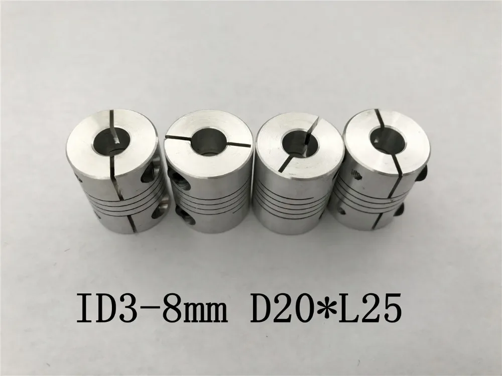 ID3 4 5 6 6.35 7 8mm D20*L25 Flexible Shaft Coupling Clamp CNC Starter Shaft Coupler Connector