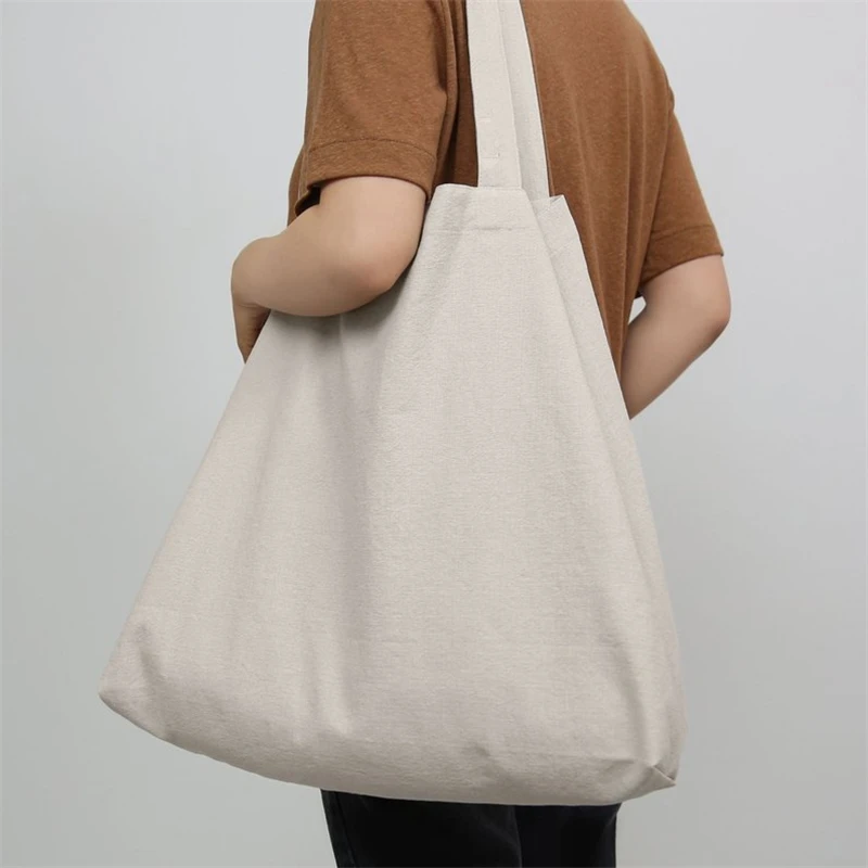 Large ECO Fashion Durable Women Student Cotton Linen Single Shoulder Bag Shopping Tote Flax Canvas Shopping Bags