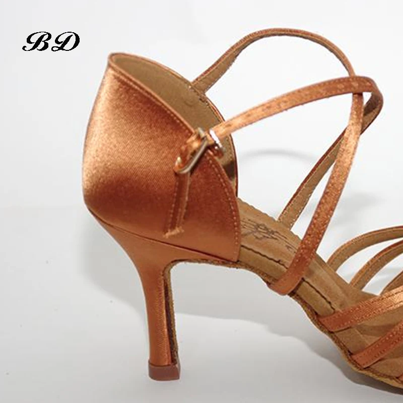 Sneakers dans ayakkabıları marka parti balo salonu kadın Latin kahverengi yüksek kaliteli kadın aşınmaya dayanıklı taban BD 216 saten BDSALSA topuk