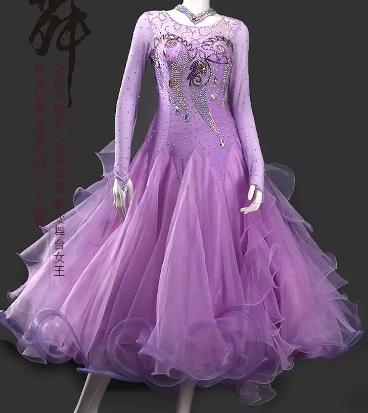 

Ballroom Dance Dress For Women High Quality Competition Dresses Modern Waltz Tango Standard Ballroom Costume pink purple MD1123