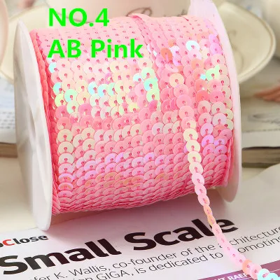 100Yard 6mm AB Plating Color Spangle Sequins Ribbon on Trim,Flat Round Sequin Sewing Paillettes String in Roll For Wedding Craft