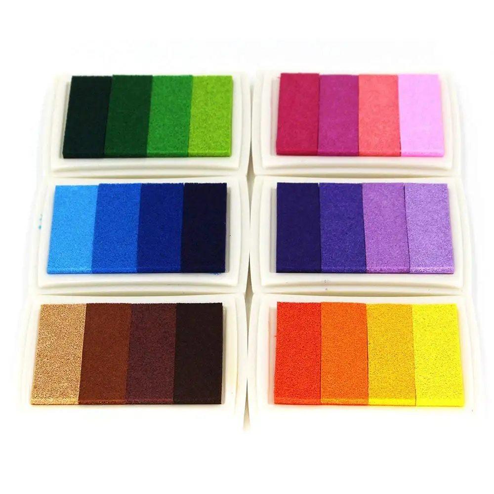 Rainbow Ink Pad Creative DIY Multicolor Craft Stamp Pad Finger Stamps Ink Pad 24 Colors Craft Ink Pad Stamps Partner