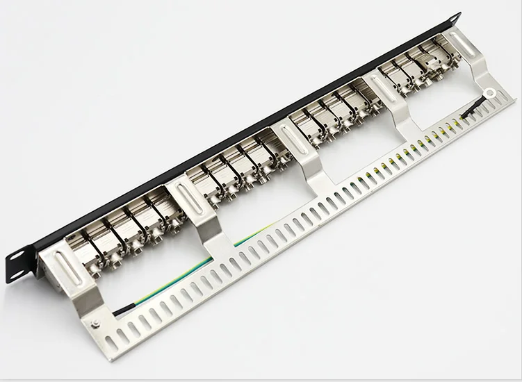Cat7 Cat6A Patch Panel Modular - 24 Ports - 1U - Screen - For Keystone Modules - 19 Inch  Rack - Black (+ 24pcs  RJ45 Assembly)