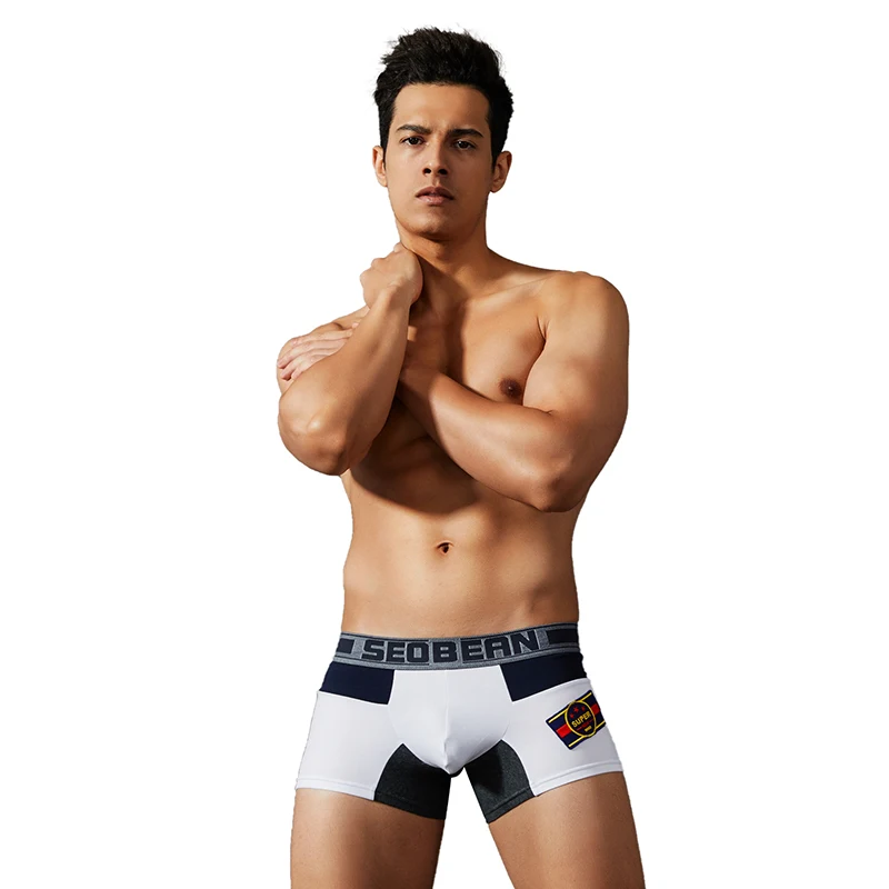 SEOBEAN Men Male Underwear Men boxers Plain Cotton Boxer Shorts Panties Brand Clothing Cueca Cuecas Boxer U Convex Pouch